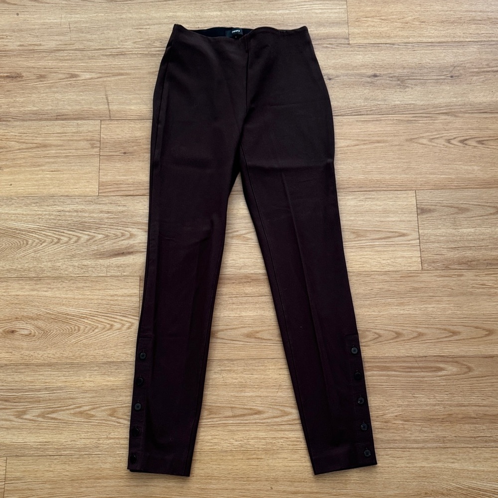 Theory Womens Chocolate Brown Pull On Pants Size Petite Cropped Business Casual